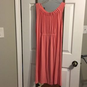 Sundance Coral pink jersey knit maxi pleat dress